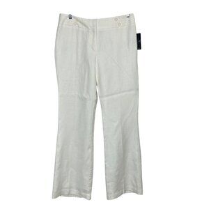 Worthington Linen Pants Trousers Womens 12T Tall White Wide-Leg